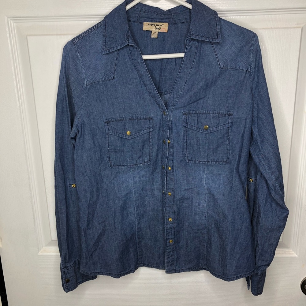 Denim v neck
